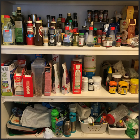 disorganised pantry, disorganized pantry, clutter