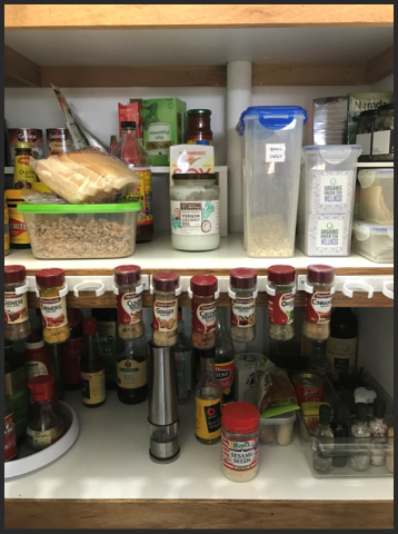 clutter, disorganised spices, disorganized spices, disorganised pantry, disorganized pantry